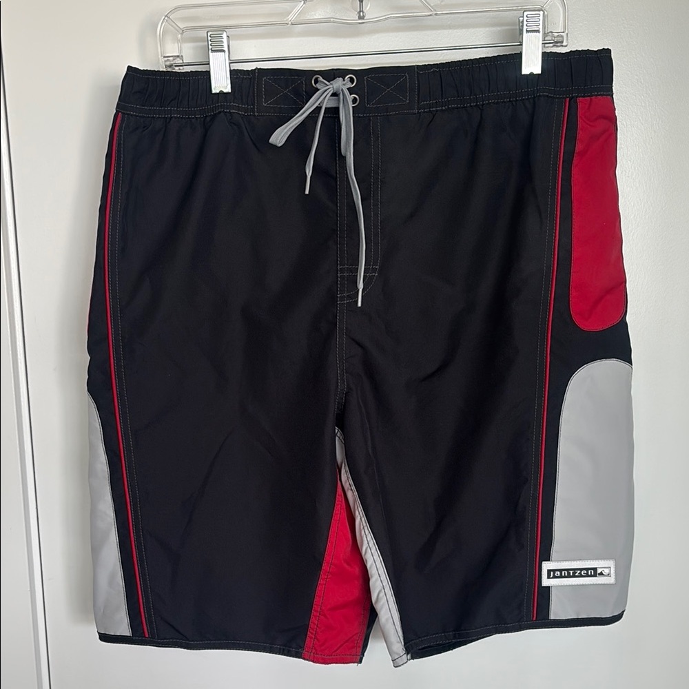 Jantzen Black and Red Board Shorts Quick-Dry Swimwear